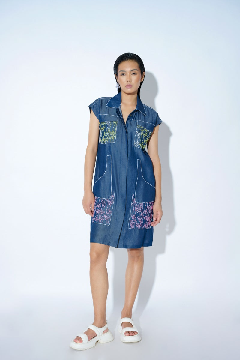 Denim doodle bug dress
