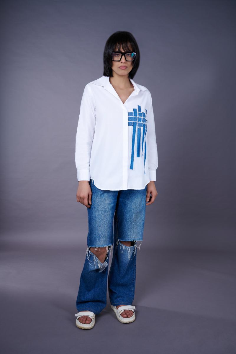 Denim crossover shirt