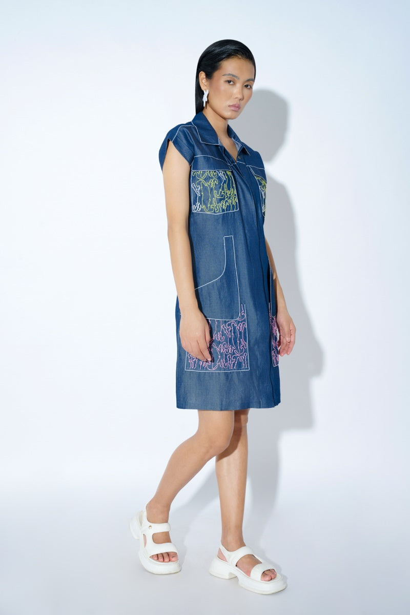 Denim doodle bug dress