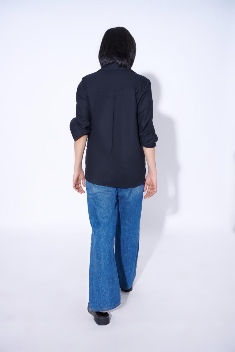 Denim crossover shirt